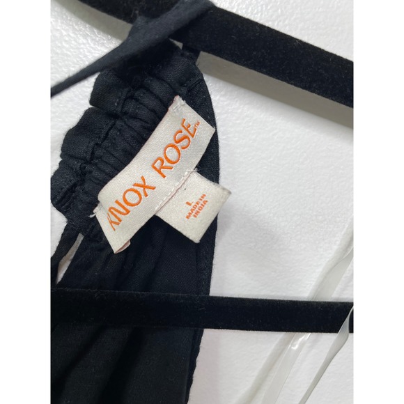 Knox Rose Black Embroidered Halter Neck Tank Top Women's Size L Boho Festival - Picture 4 of 9